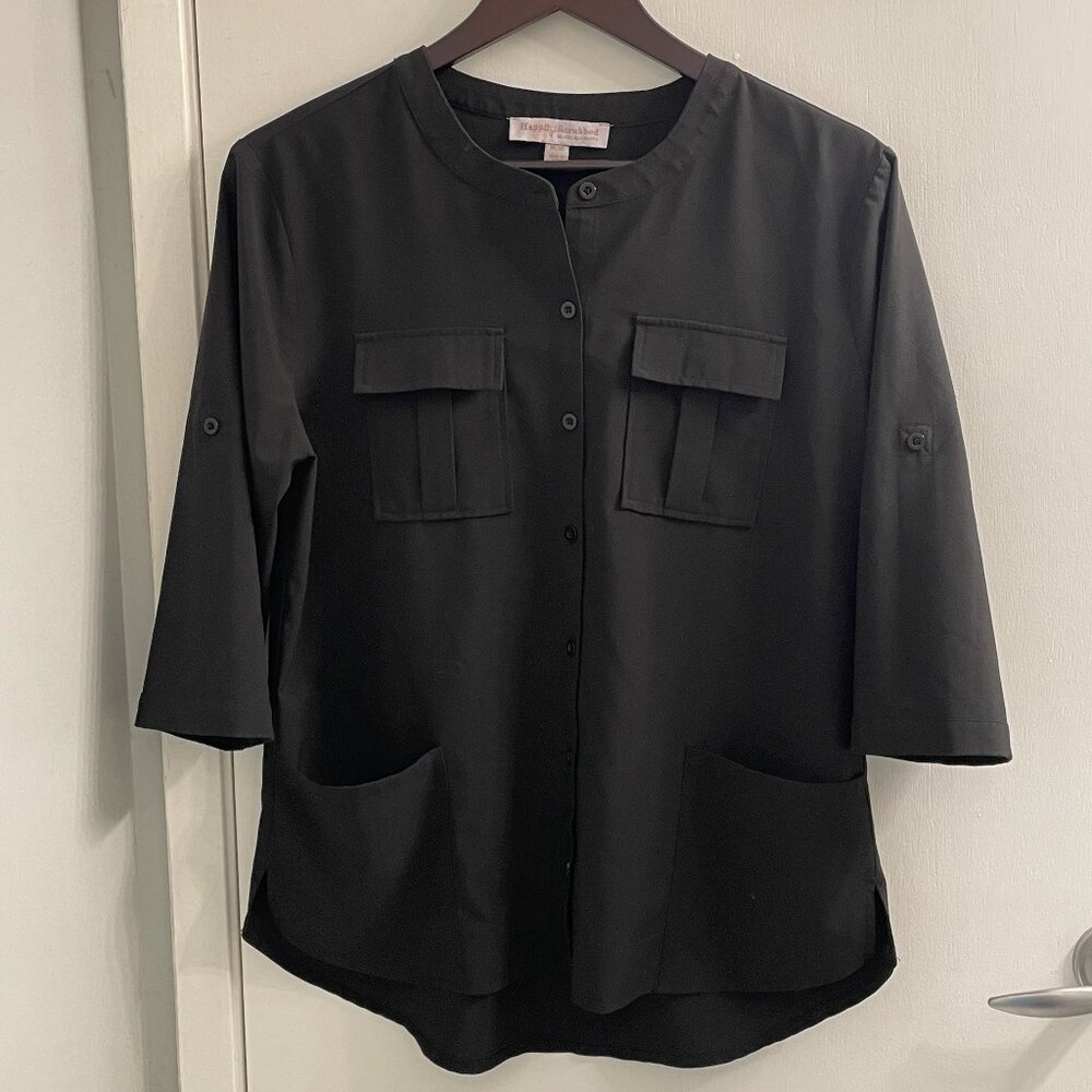 Happily Scrubbed black scrub top